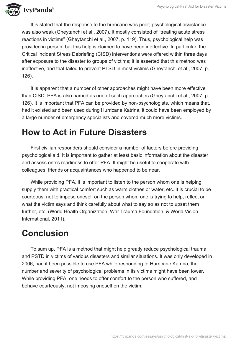 Psychological First Aid for Disaster Victims. Page 2