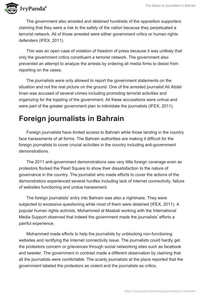 The Status of Journalism in Bahrain. Page 4
