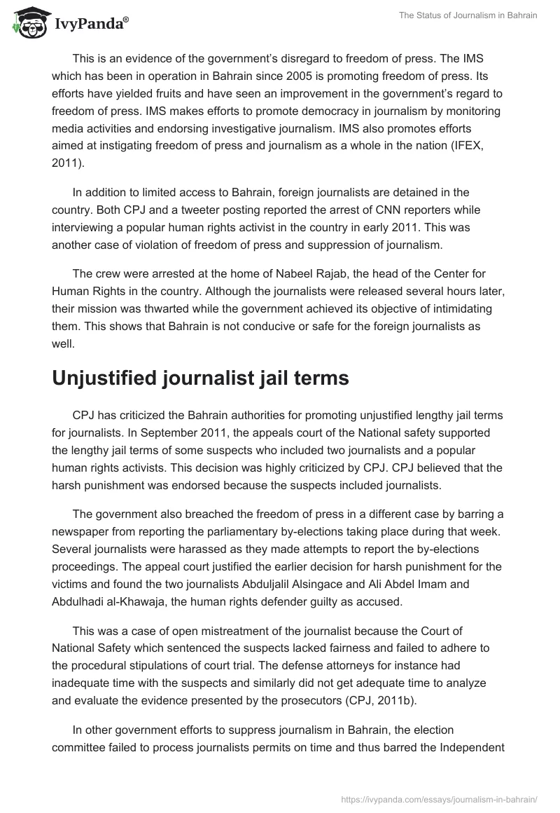 The Status of Journalism in Bahrain. Page 5