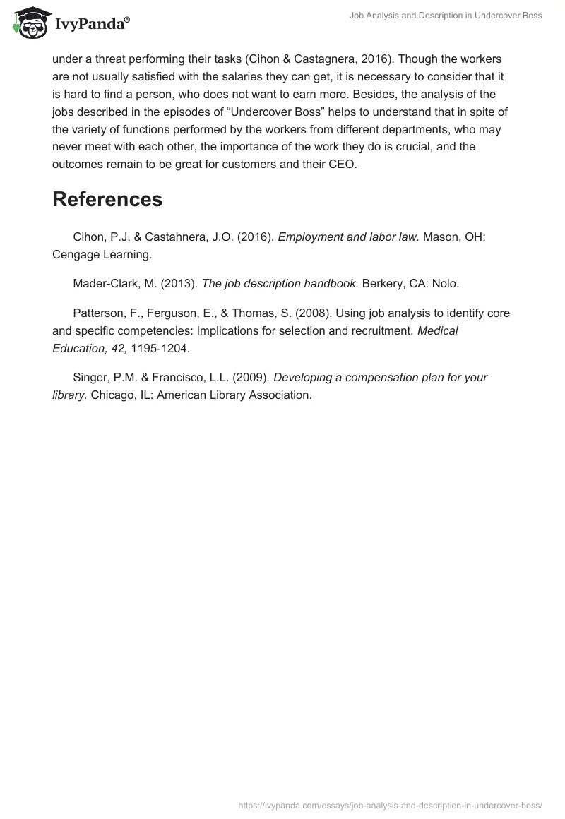 Job Analysis and Description in "Undercover Boss". Page 3