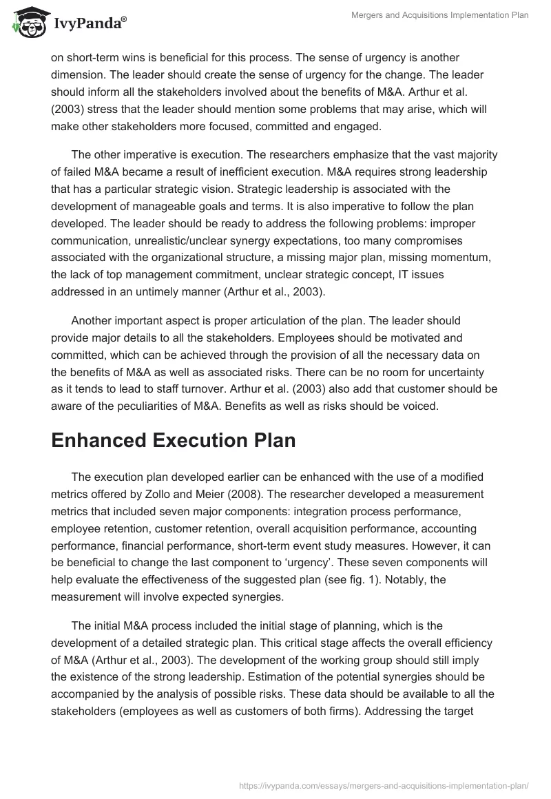 Mergers and Acquisitions Implementation Plan. Page 5
