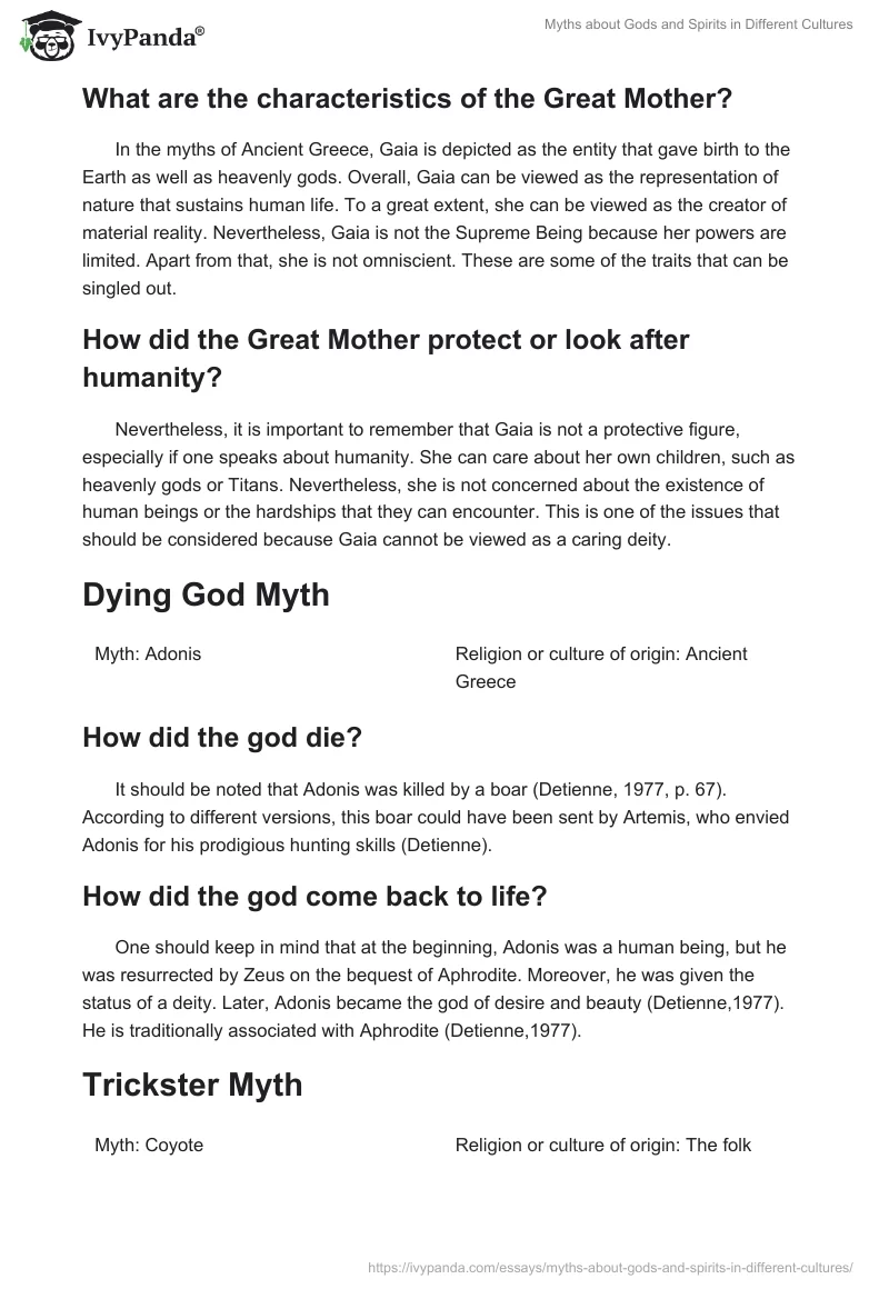 Myths about Gods and Spirits in Different Cultures. Page 2