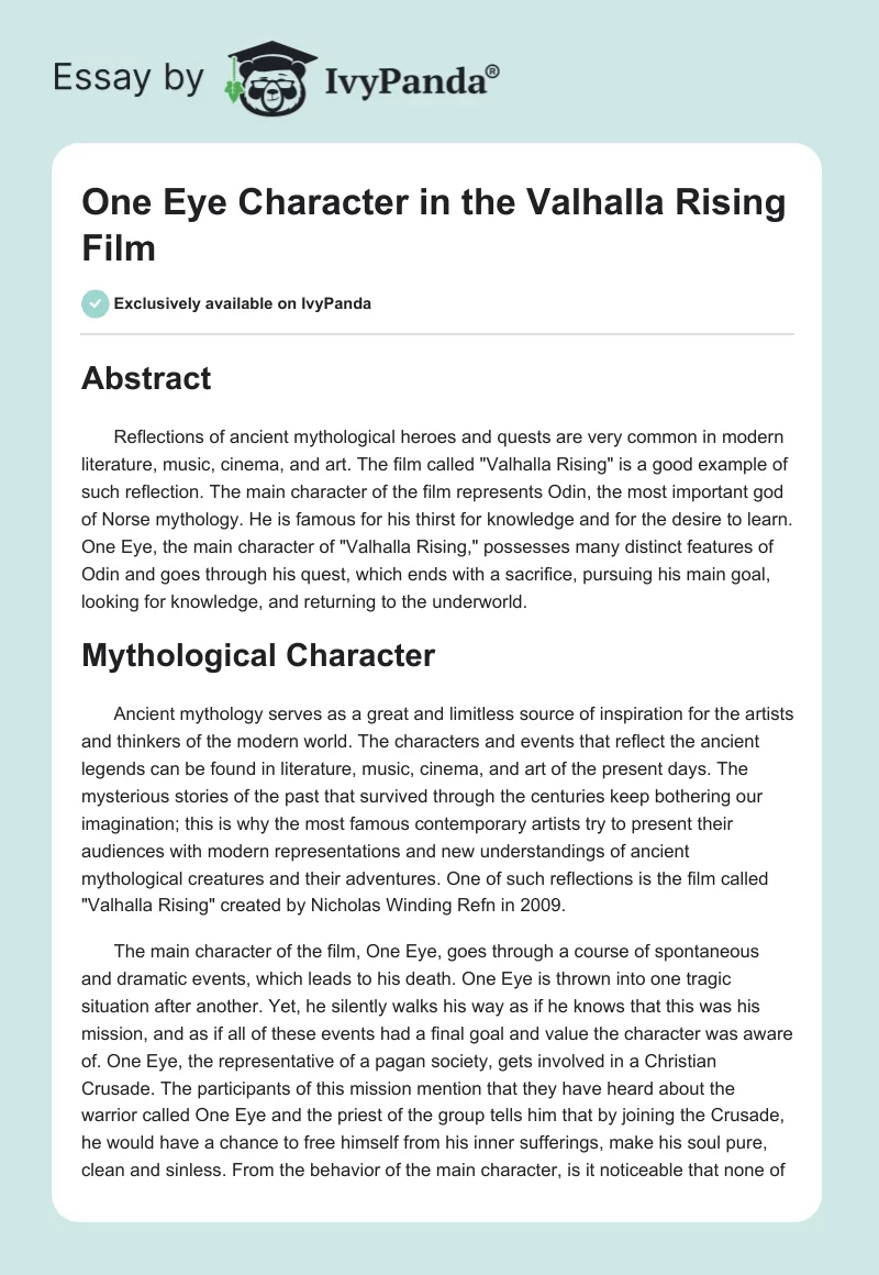 One Eye Character in the Valhalla Rising Film. Page 1
