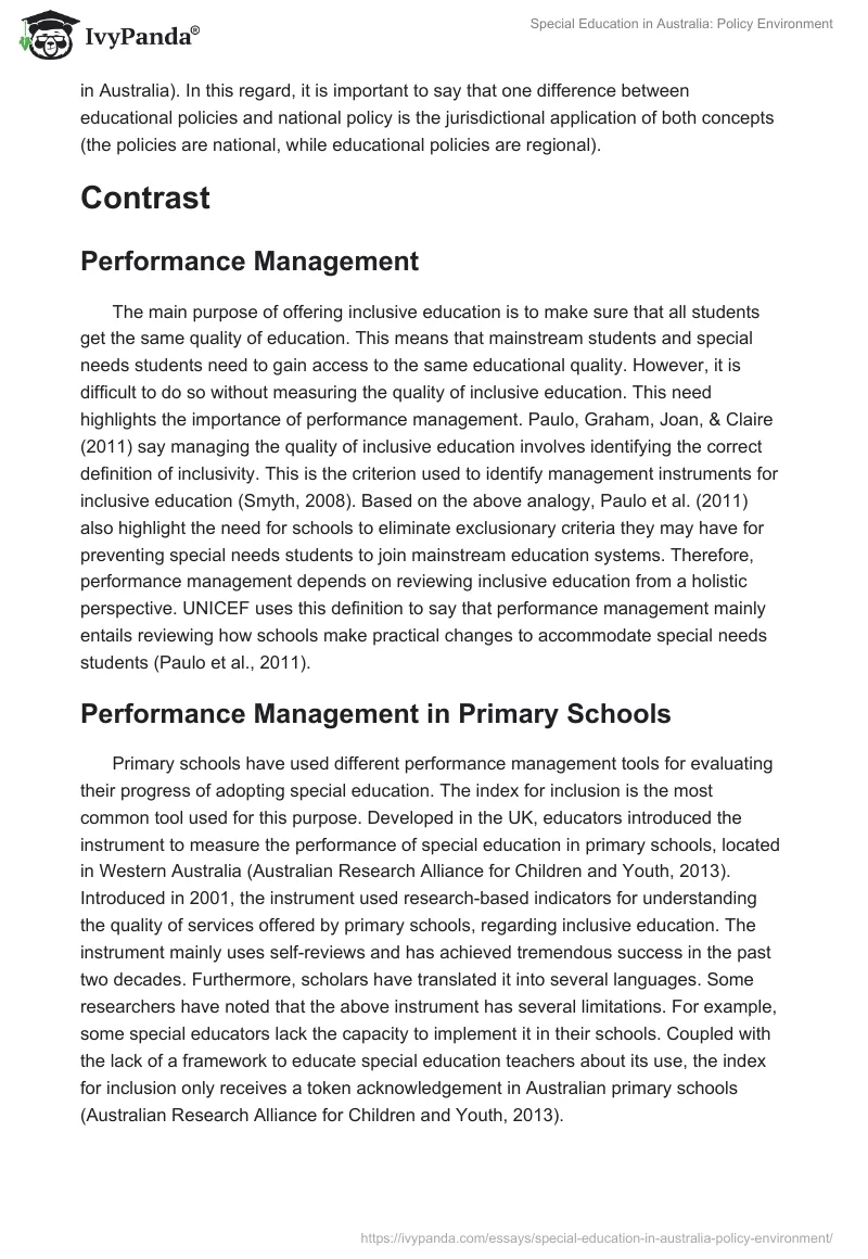 Special Education in Australia: Policy Environment. Page 5
