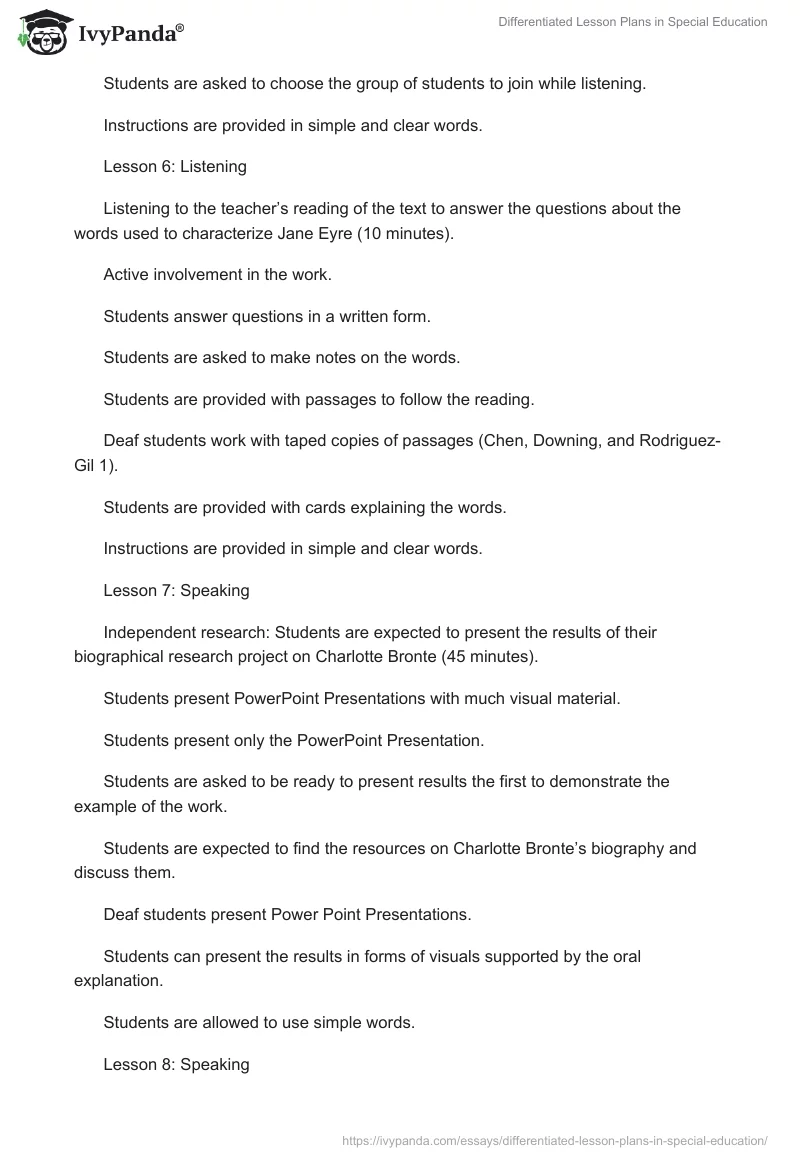 Differentiated Lesson Plans in Special Education. Page 5