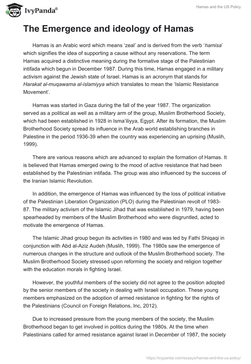 Hamas and the US Policy. Page 2