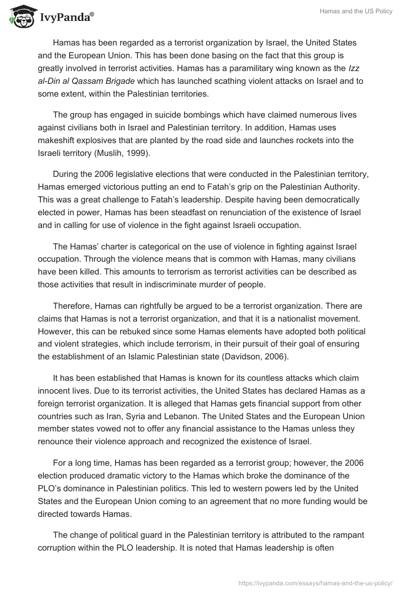Hamas and the US Policy. Page 4