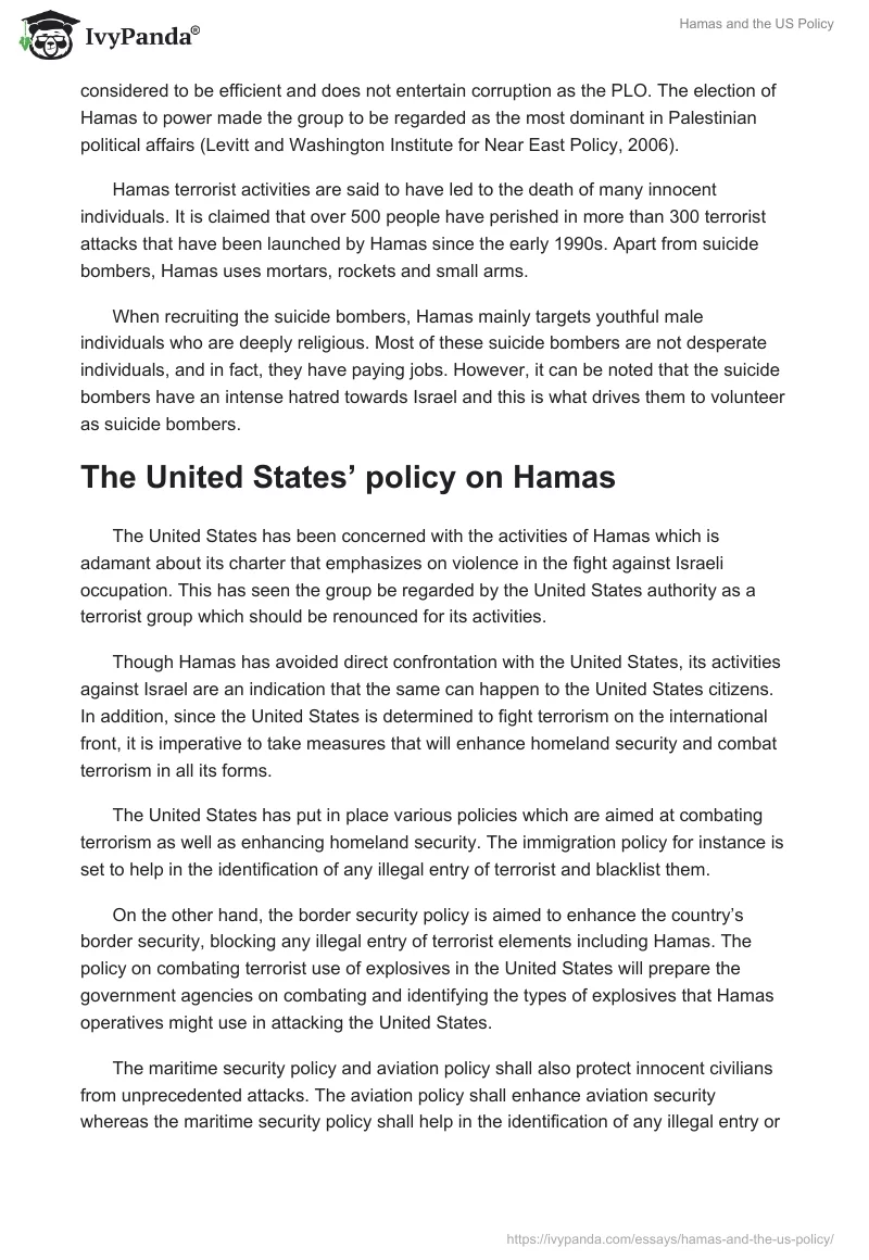 Hamas and the US Policy. Page 5