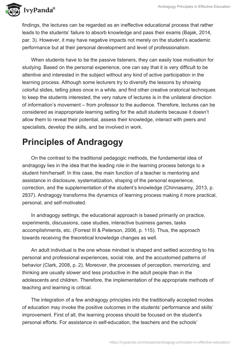 Andragogy Principles in Effective Education. Page 2