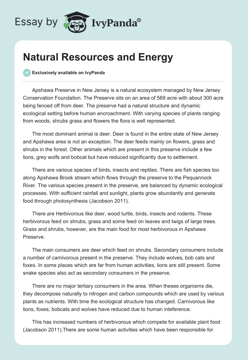 Natural Resources and Energy. Page 1