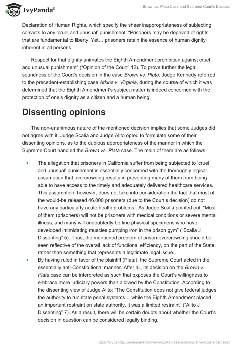 Brown vs. Plata Case and Supreme Court's Decision. Page 2