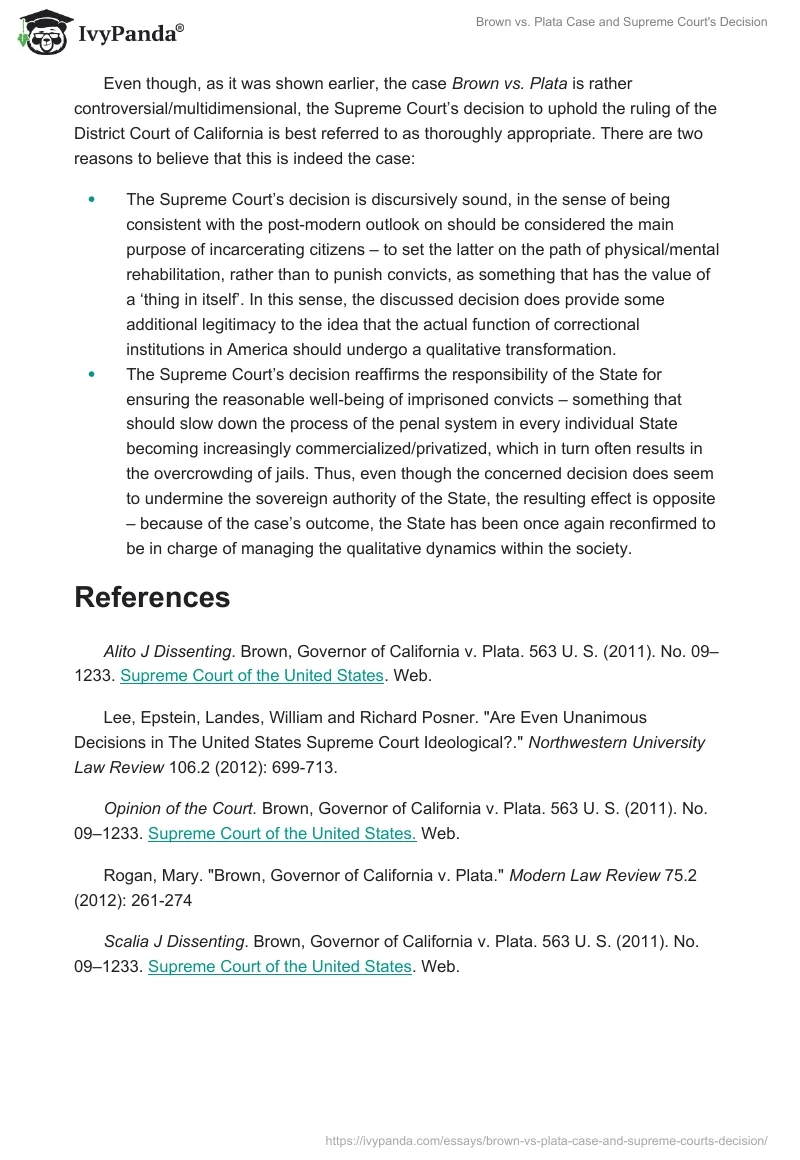 Brown vs. Plata Case and Supreme Court's Decision. Page 4