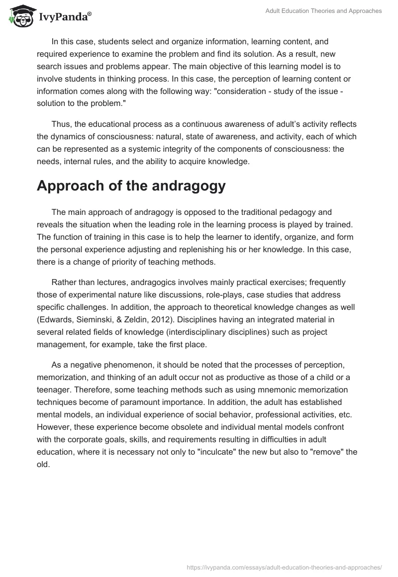 Adult Education Theories and Approaches. Page 2