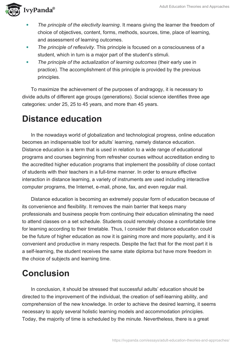 Adult Education Theories and Approaches. Page 4