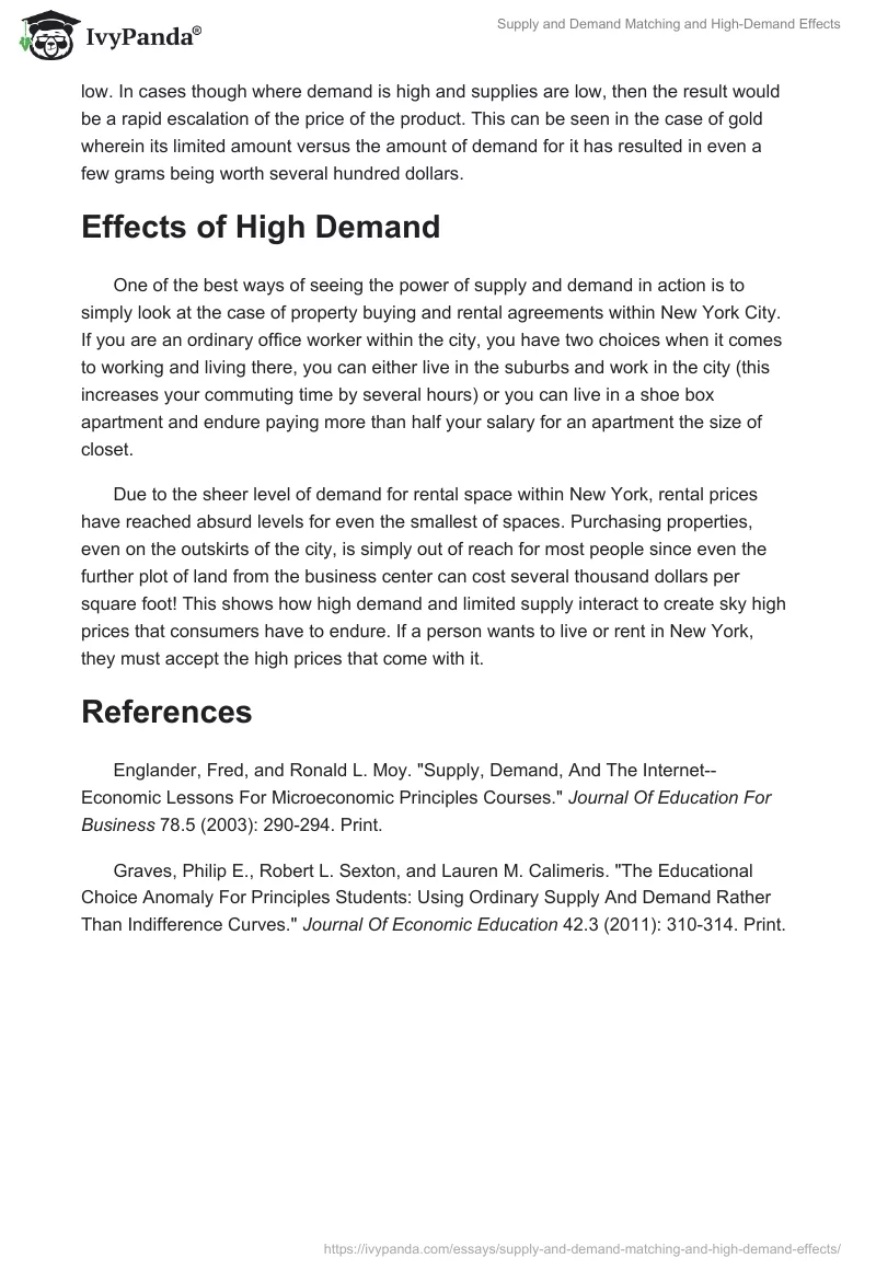 Supply and Demand Matching and High-Demand Effects. Page 2