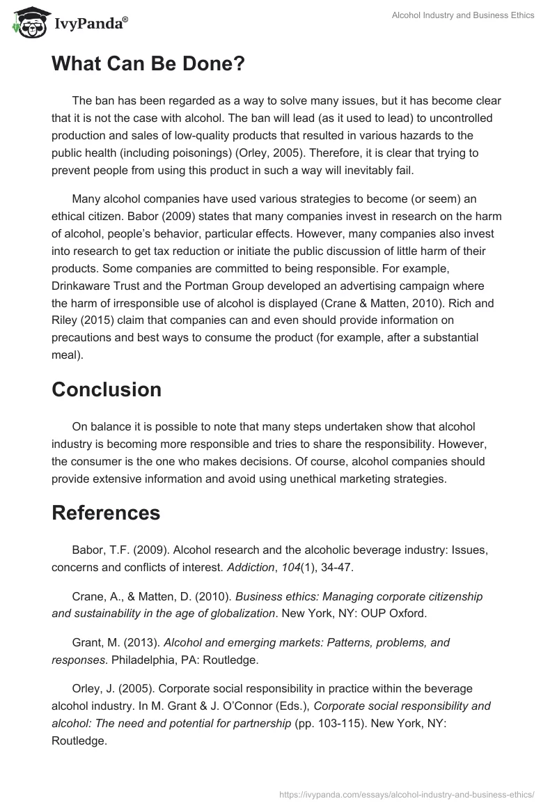 Alcohol Industry and Business Ethics. Page 2