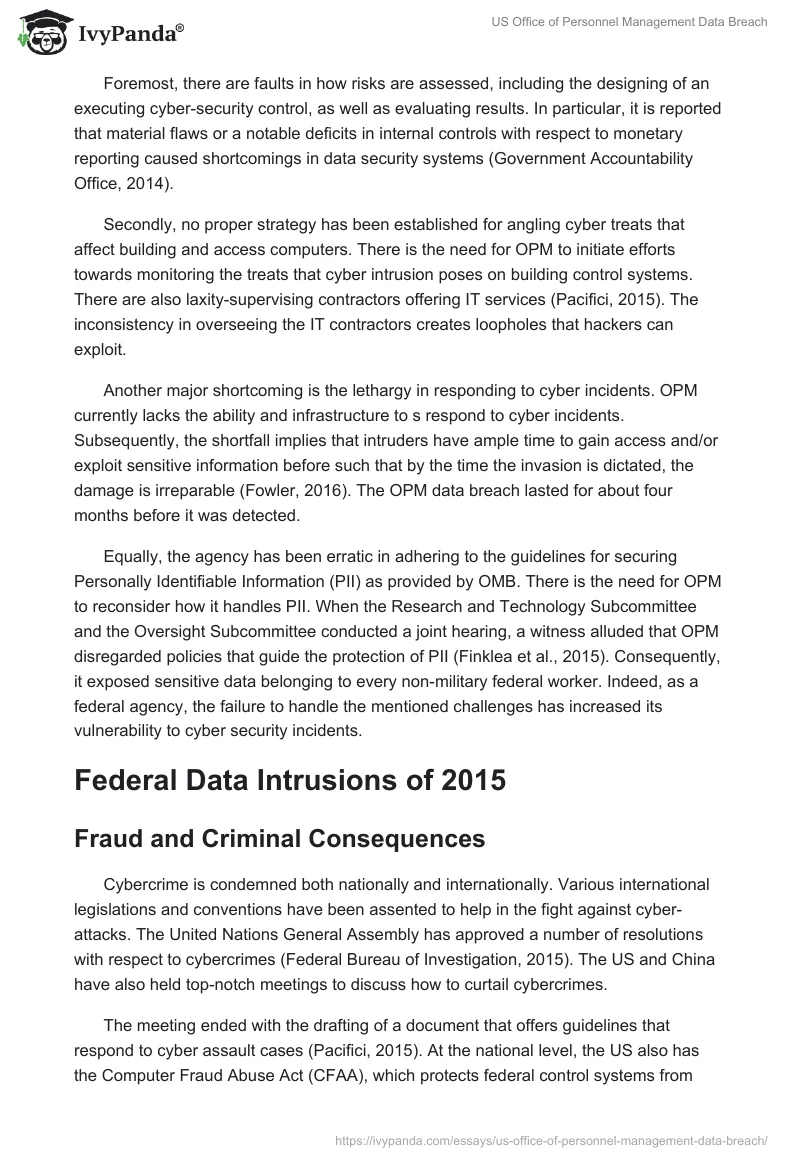 US Office of Personnel Management Data Breach. Page 3