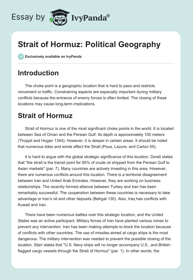 Strait of Hormuz: Political Geography. Page 1