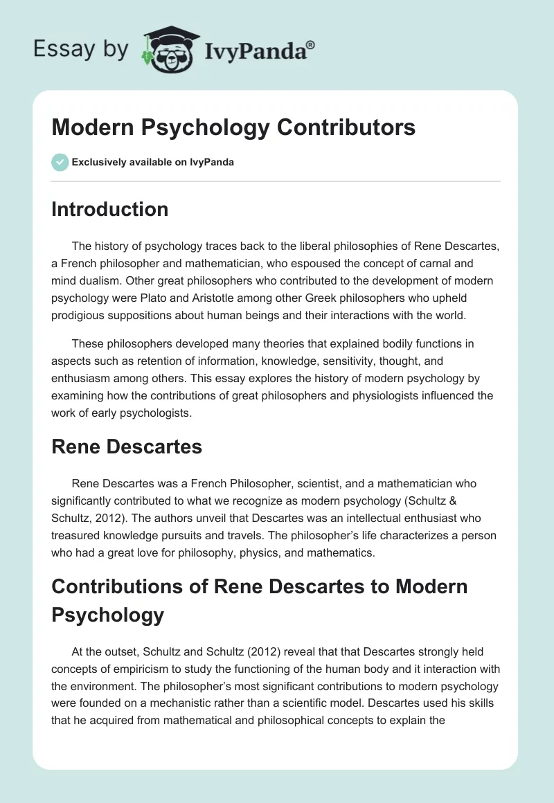 Modern Psychology Contributors. Page 1