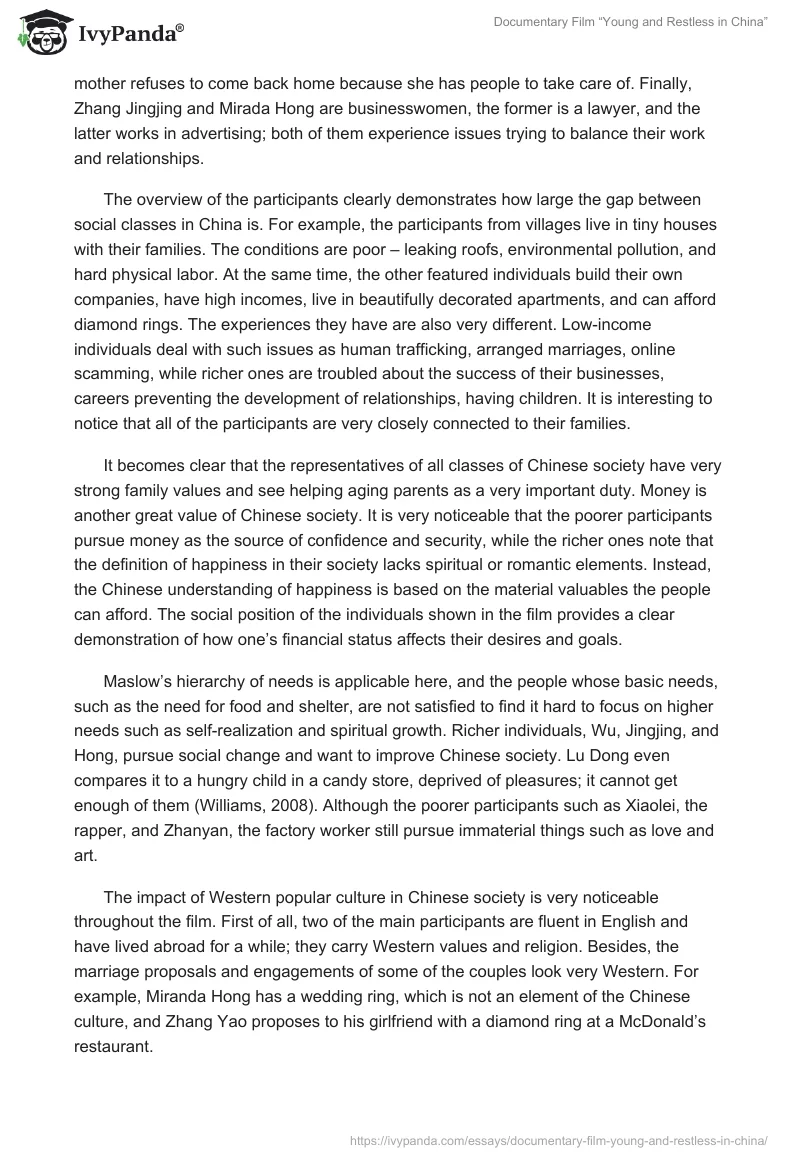 Documentary Film “Young and Restless in China”. Page 2