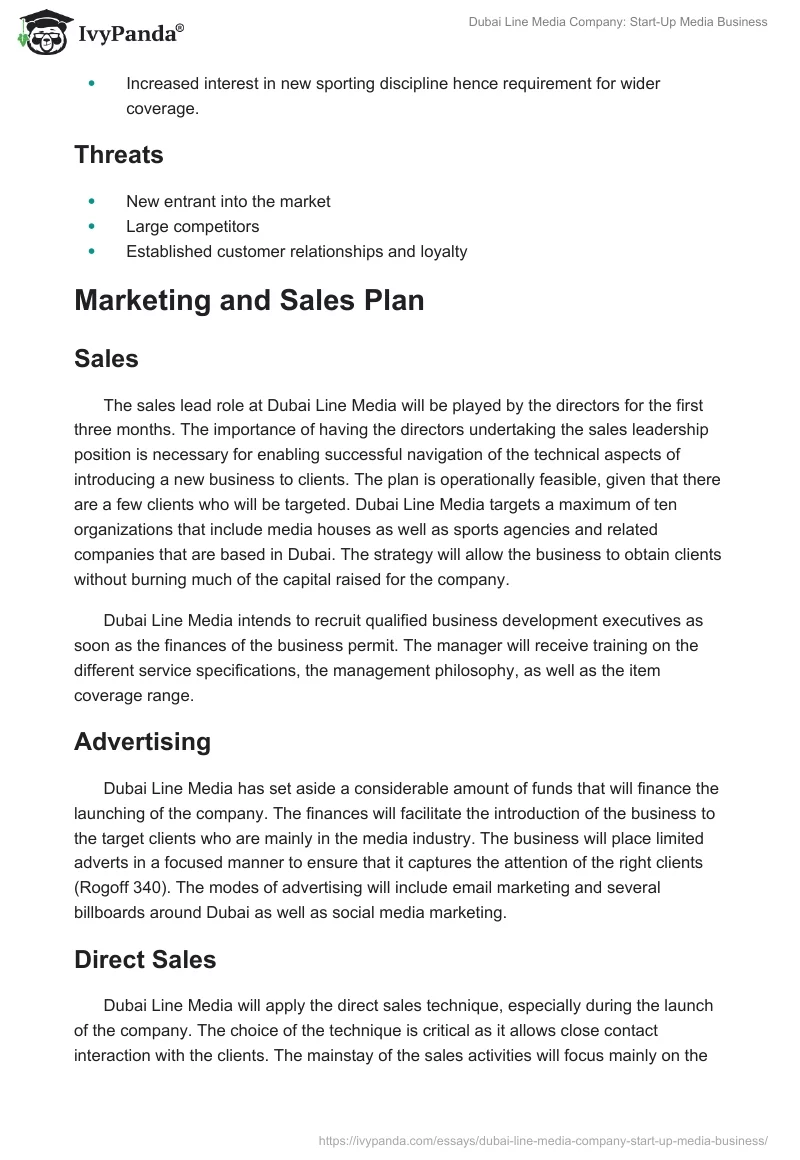 Dubai Line Media: Business Model and Market Opportunities. Page 5