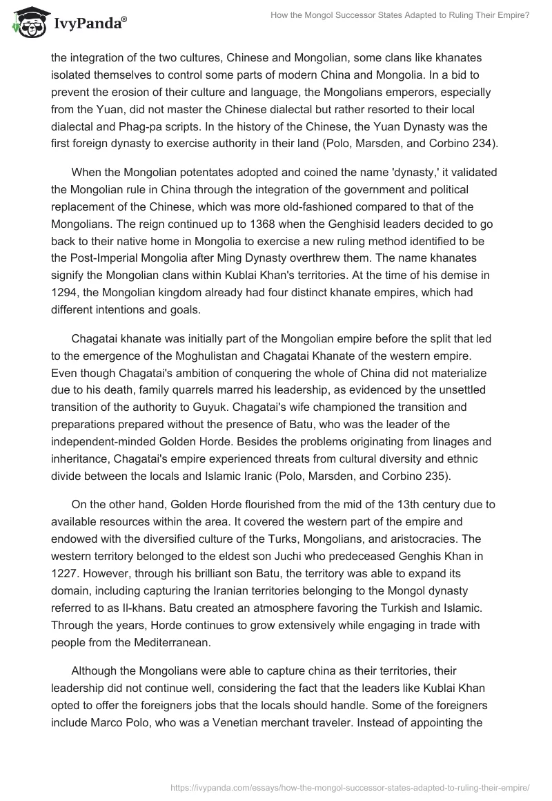 How the Mongol Successor States Adapted to Ruling Their Empire?. Page 2