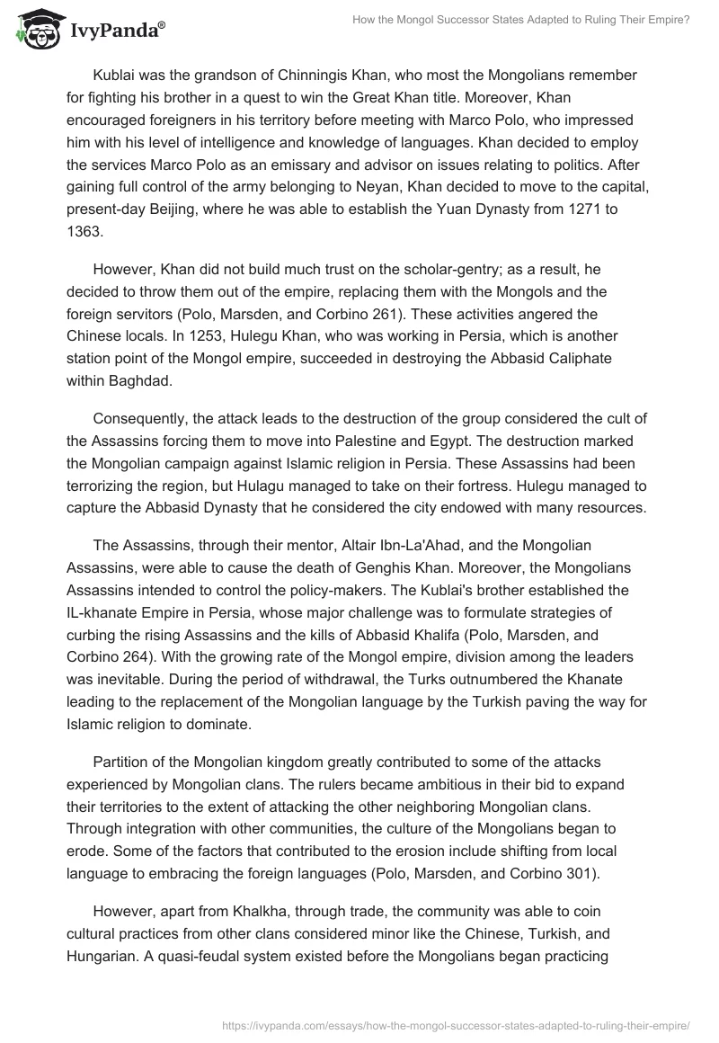 How the Mongol Successor States Adapted to Ruling Their Empire?. Page 4
