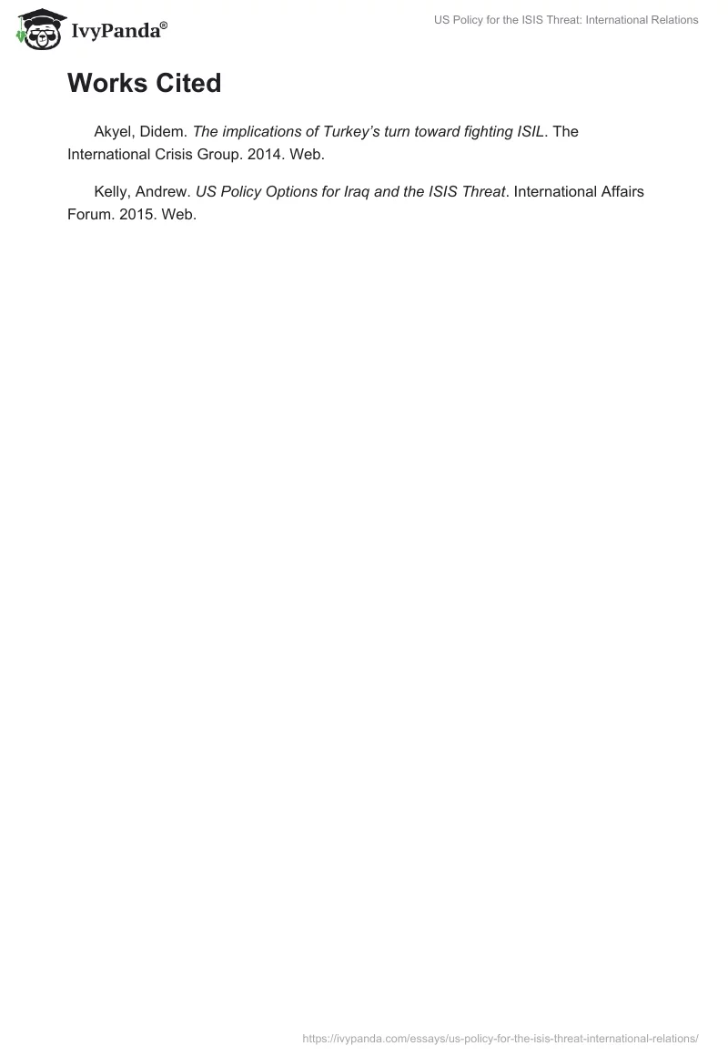 US Policy for the ISIS Threat: International Relations. Page 4