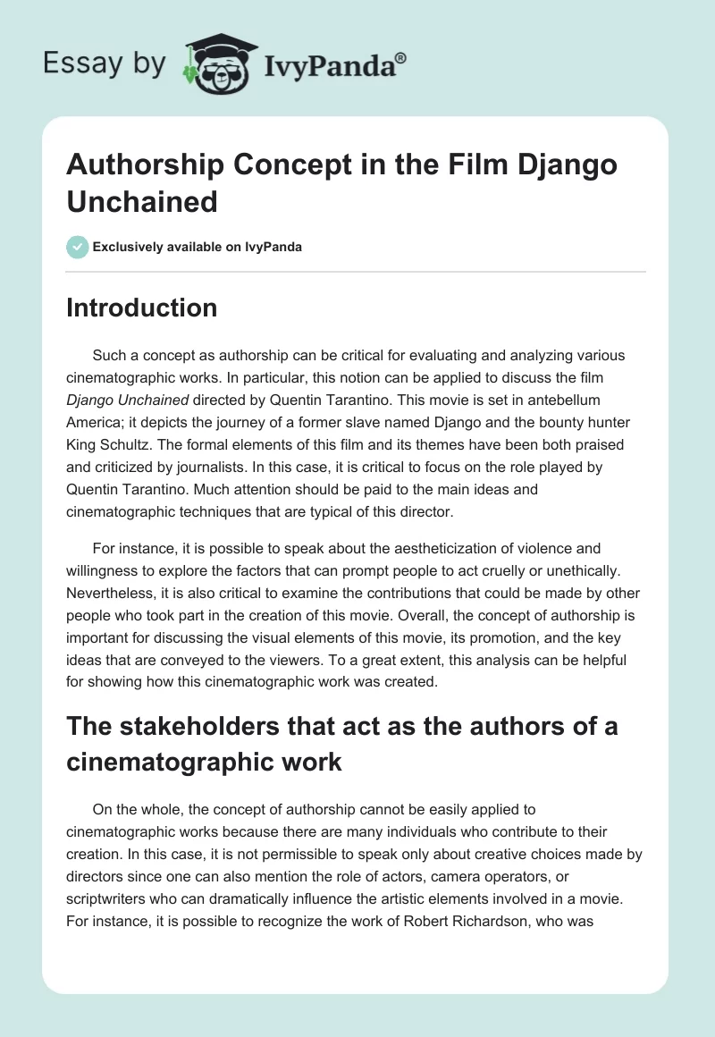 Authorship Concept in the Film "Django Unchained". Page 1