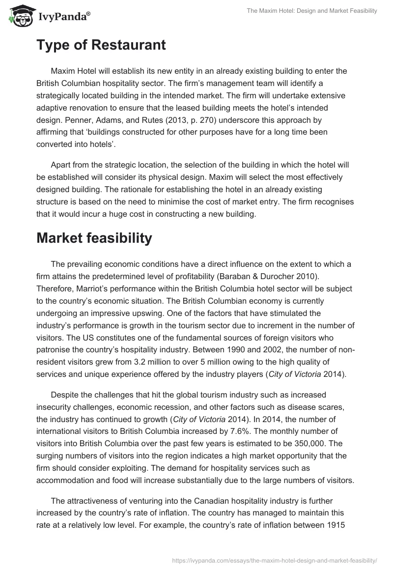 The Maxim Hotel: Design and Market Feasibility. Page 2