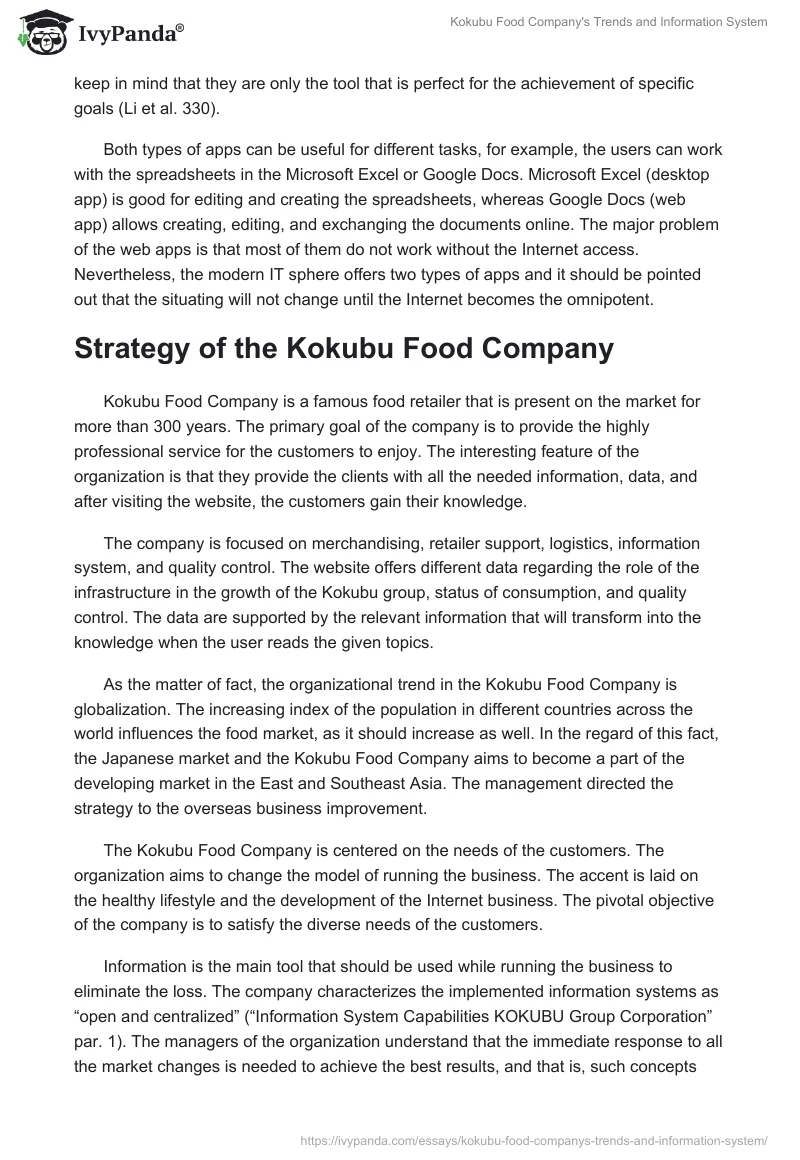 Kokubu Food Company's Trends and Information System. Page 3