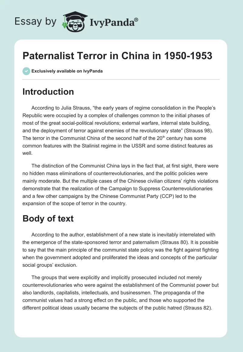 Paternalist Terror in China in 1950-1953. Page 1