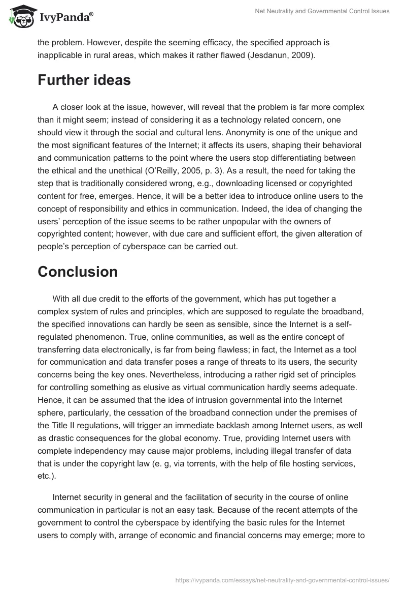 Net Neutrality and Governmental Control Issues. Page 3