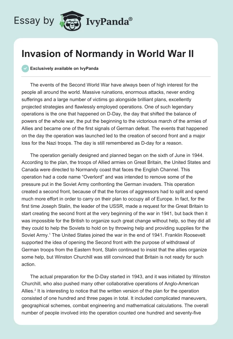 Invasion of Normandy in World War II. Page 1