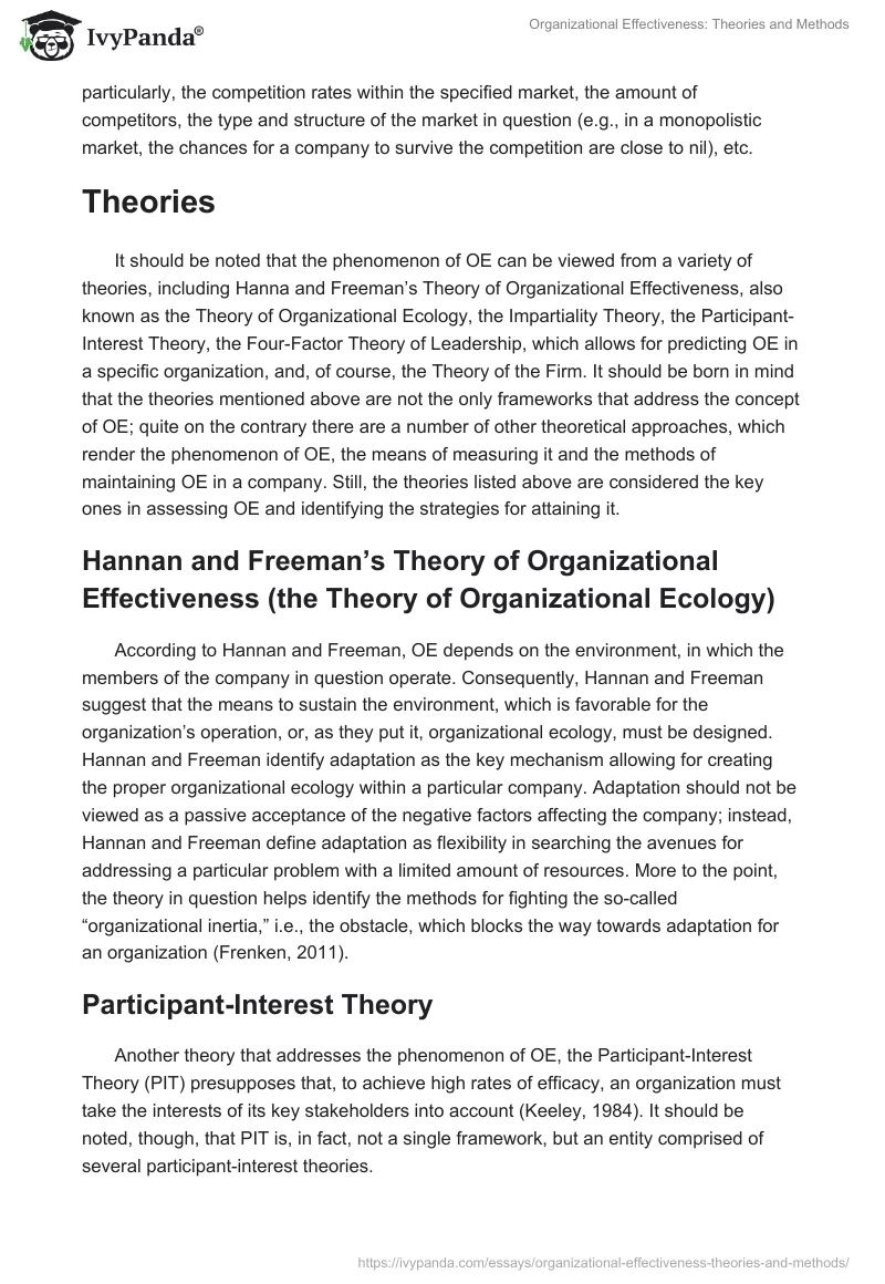 Organizational Effectiveness: Theories and Methods. Page 2