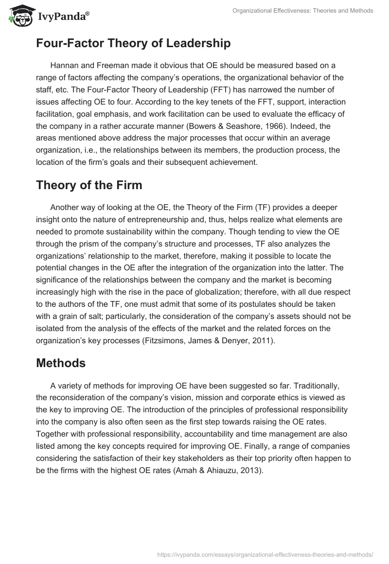 Organizational Effectiveness: Theories and Methods. Page 3