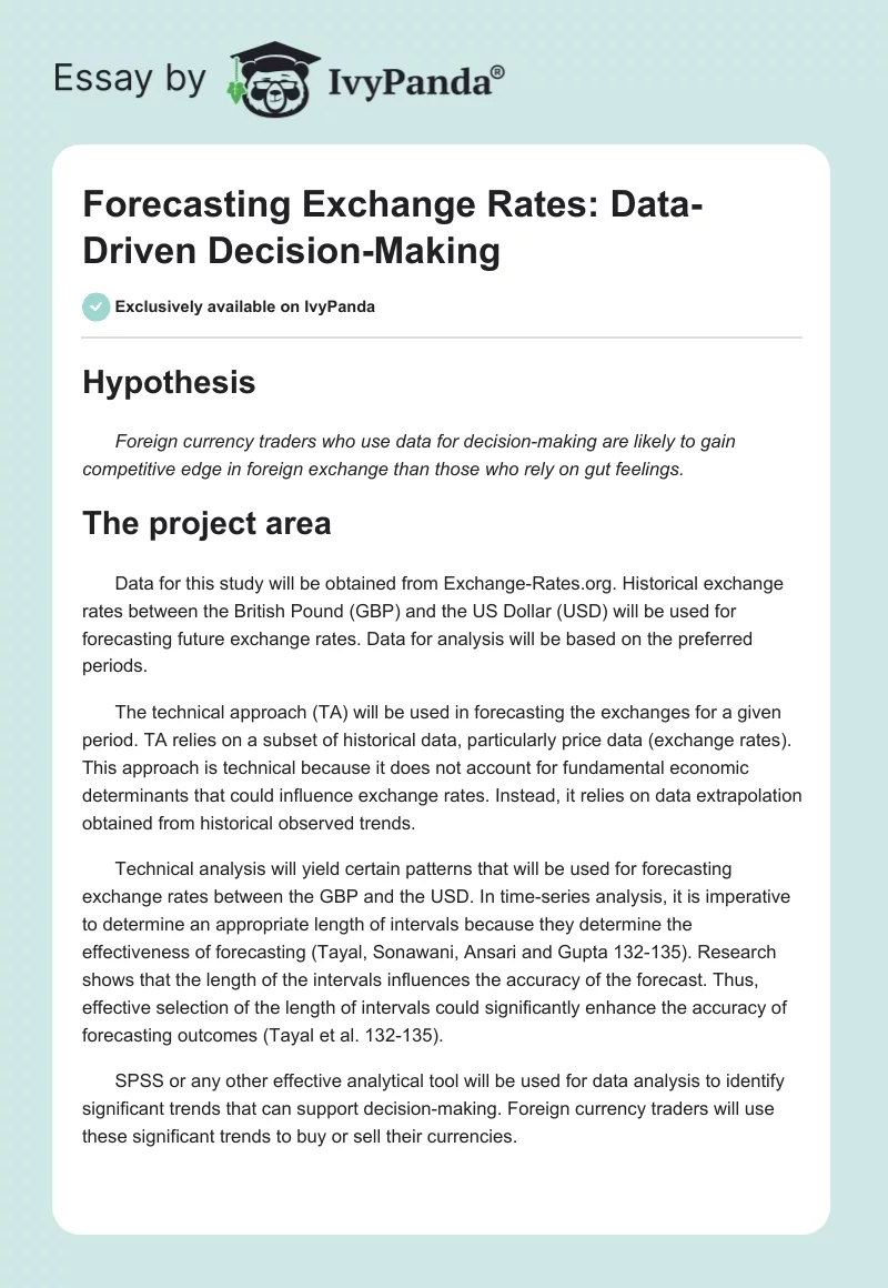 Forecasting Exchange Rates: Data-Driven Decision-Making. Page 1