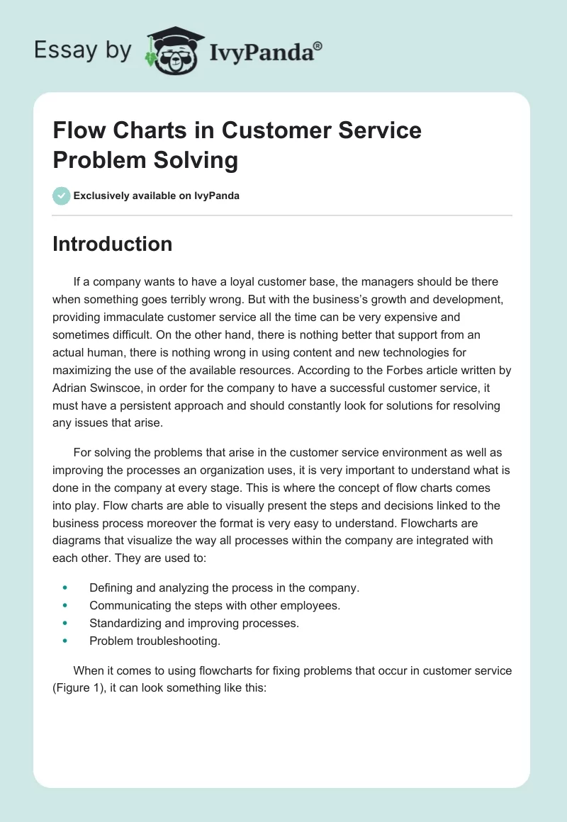 Flow Charts in Customer Service Problem Solving. Page 1