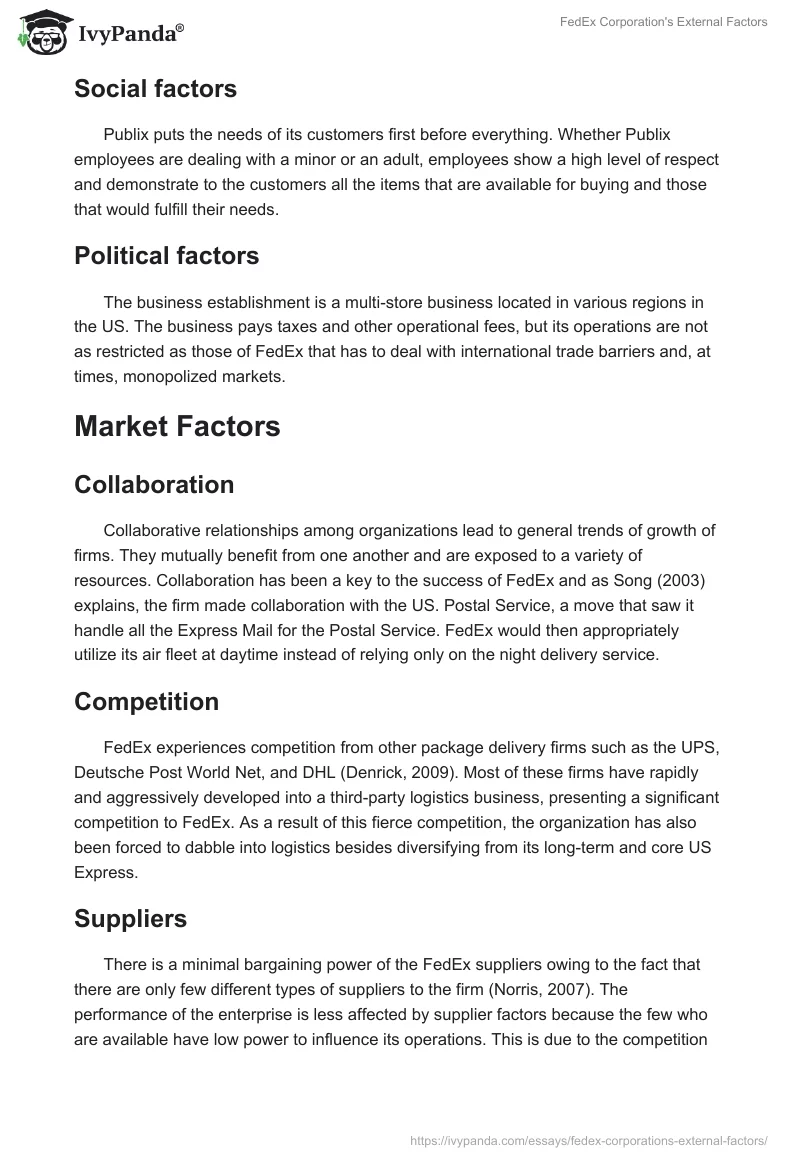 FedEx Corporation's External Factors. Page 4