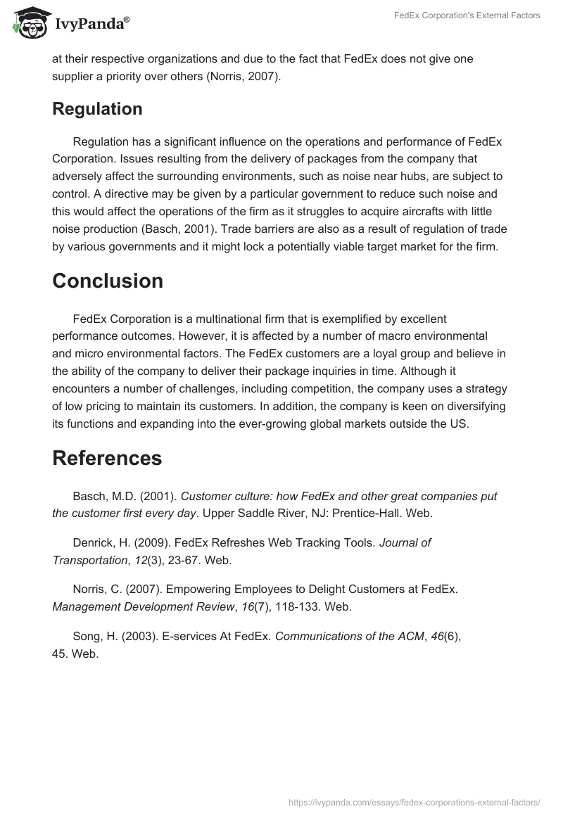FedEx Corporation's External Factors. Page 5