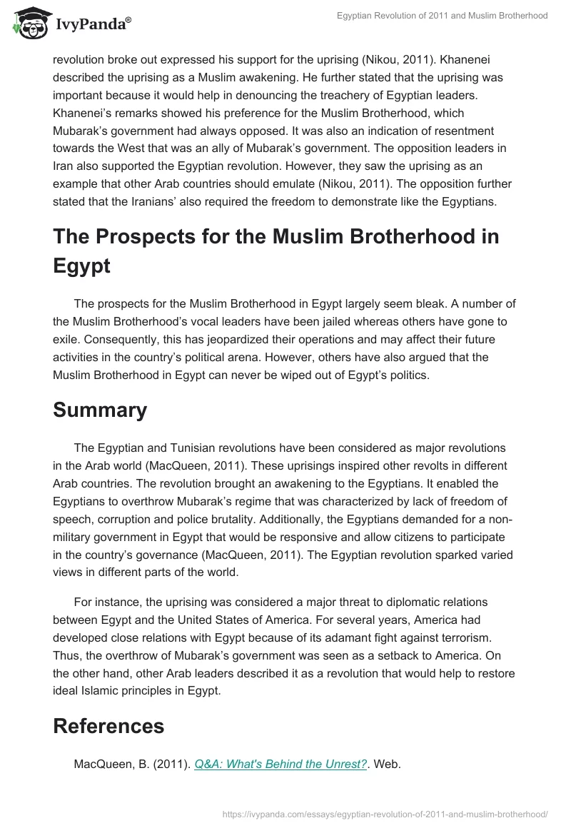 Egyptian Revolution of 2011 and Muslim Brotherhood. Page 2