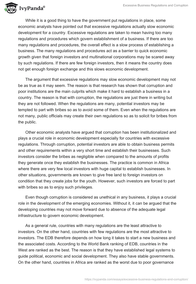 Excessive Business Regulations and Corruption. Page 2