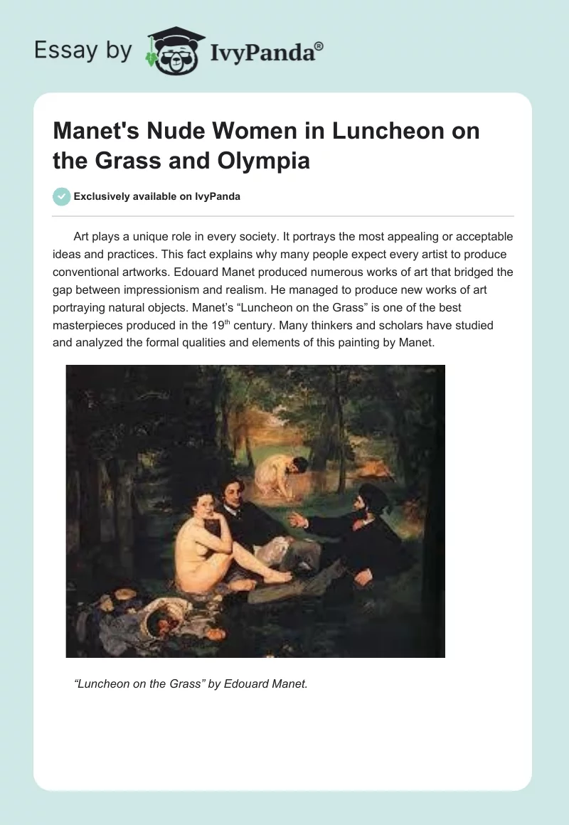 Manet's Nude Women in Luncheon on the Grass and Olympia. Page 1