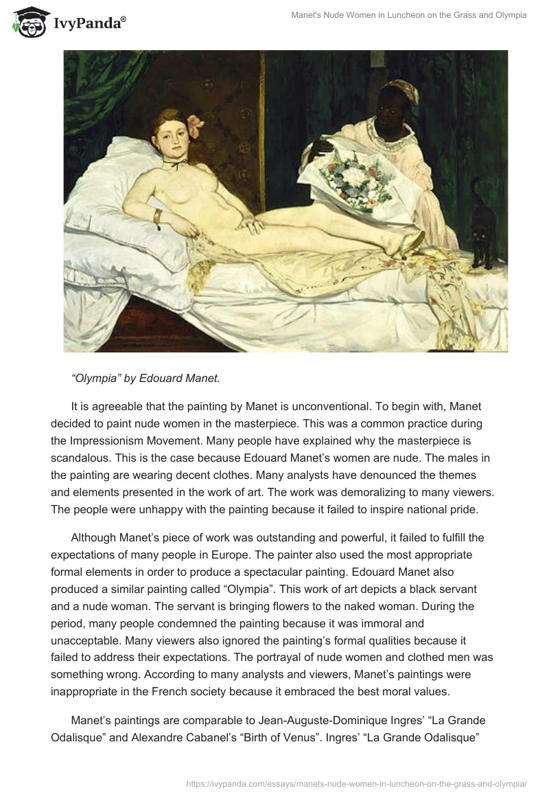 Manet's Nude Women in Luncheon on the Grass and Olympia. Page 2