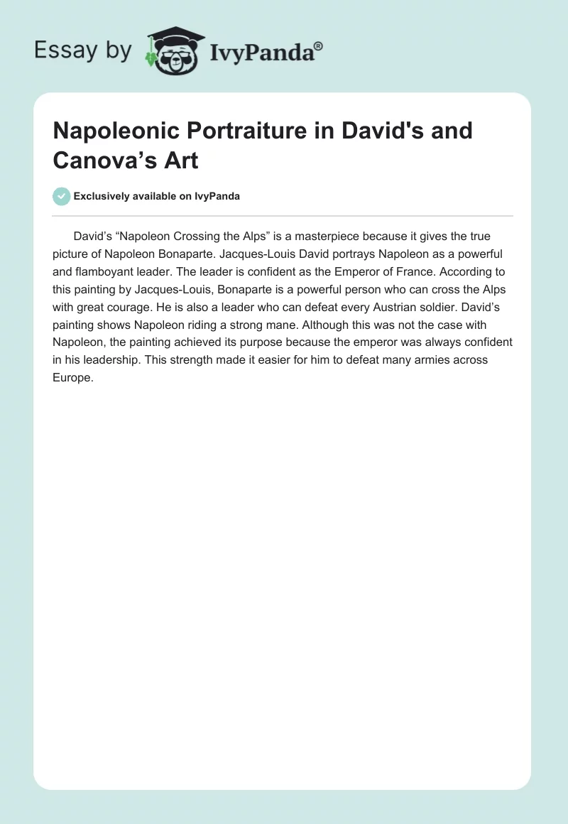 Napoleonic Portraiture in David's and Canova’s Art. Page 1