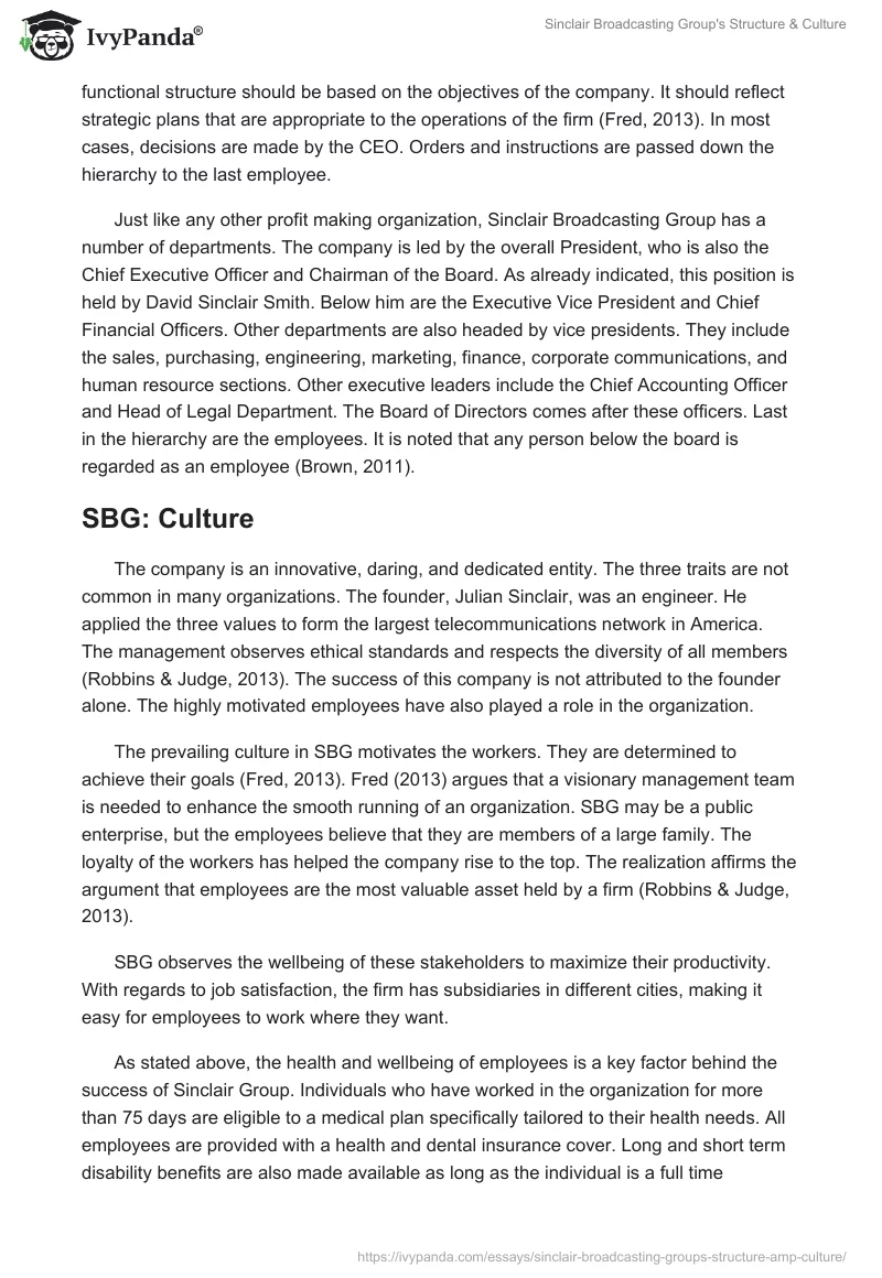 Sinclair Broadcasting Group's Structure & Culture. Page 3