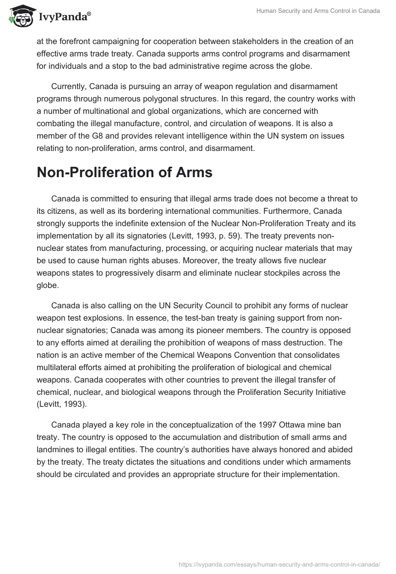 Human Security and Arms Control in Canada. Page 4