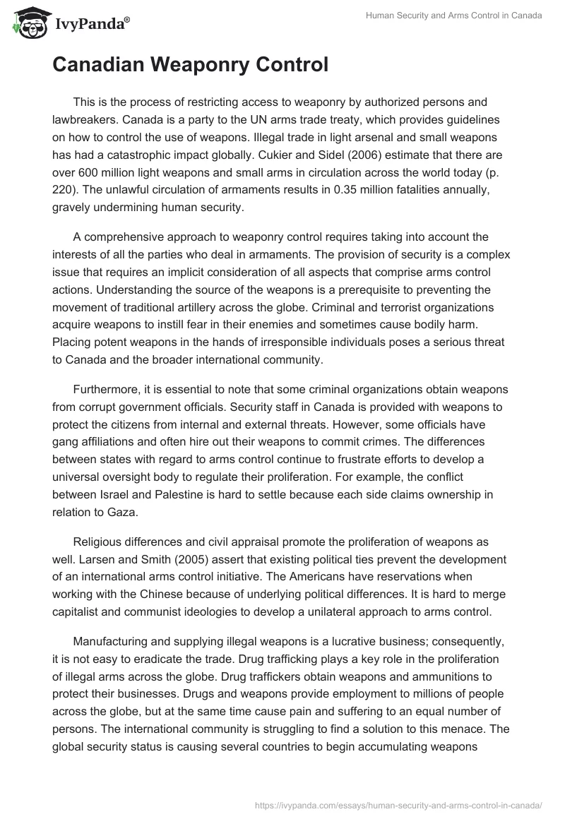 Human Security and Arms Control in Canada. Page 5
