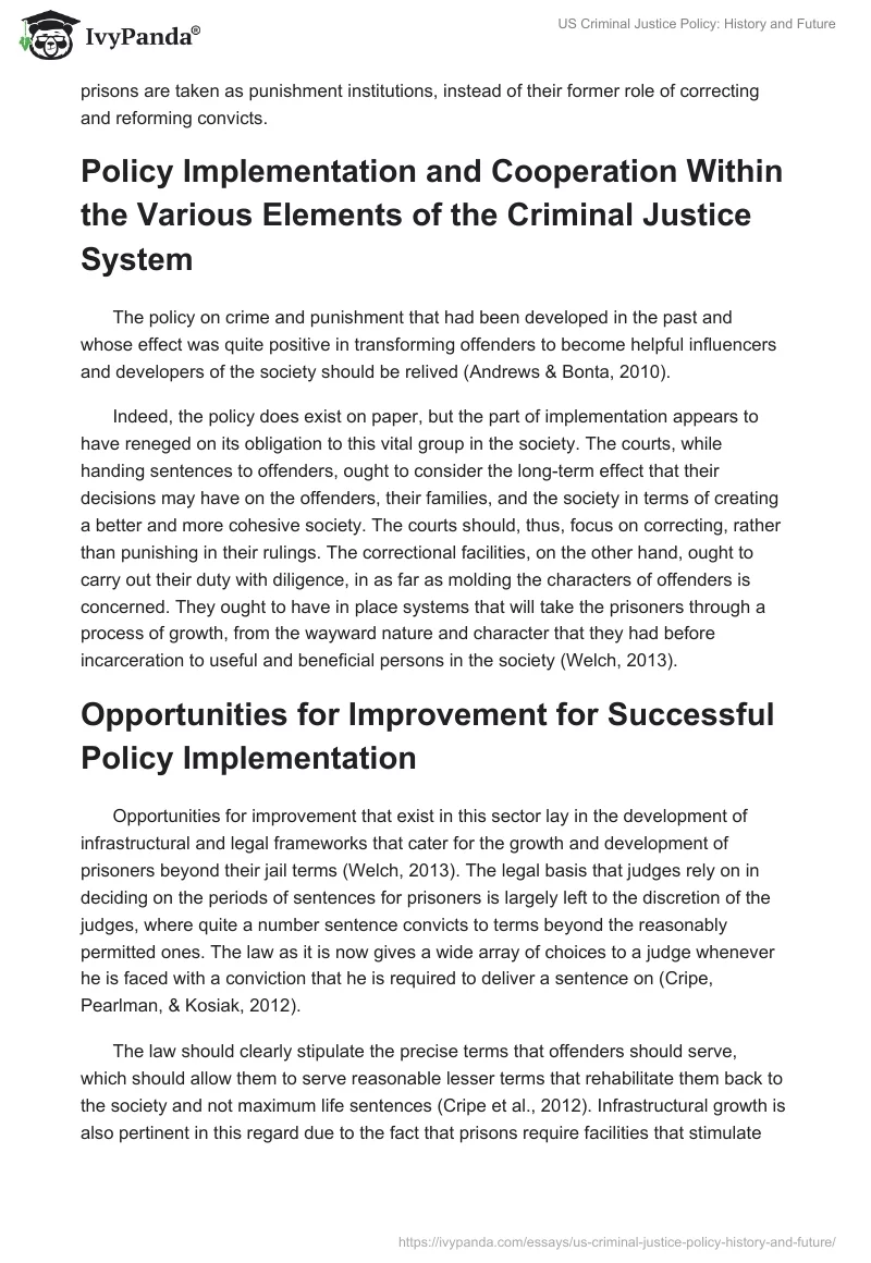US Criminal Justice Policy: History and Future. Page 2