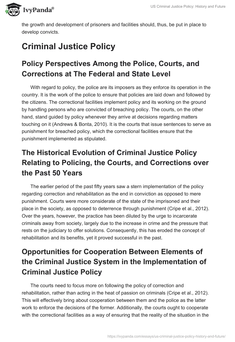 US Criminal Justice Policy: History and Future. Page 3